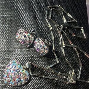 Pretty Bird Silver Multicolor Necklace Set